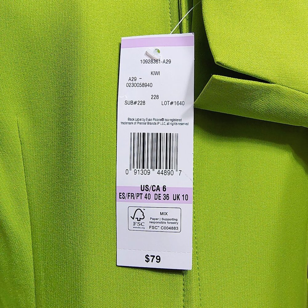 Evan-Picone Black Label Kiwi Crepe Blazer Jacket 6 NWT - Picture 11 of 12